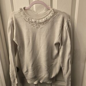 Chic White Lace Accent Sweater